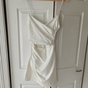 Zara Cream Draped Mini Dress